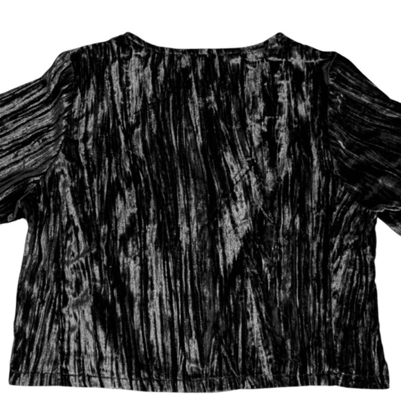 Chris McLaughlin Cardigan Womens M Black Crushed Velvet 3/4 Sleeve Holiday NWT - Picture 3 of 3